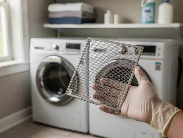 Raynham Dryer Vent Cleaning specialist performing detailed lint trap cleaning service in Raynham