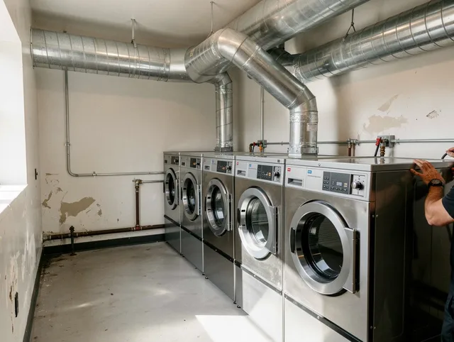 Raynham Dryer Vent Cleaning team performing large-scale commercial dryer vent cleaning in Raynham